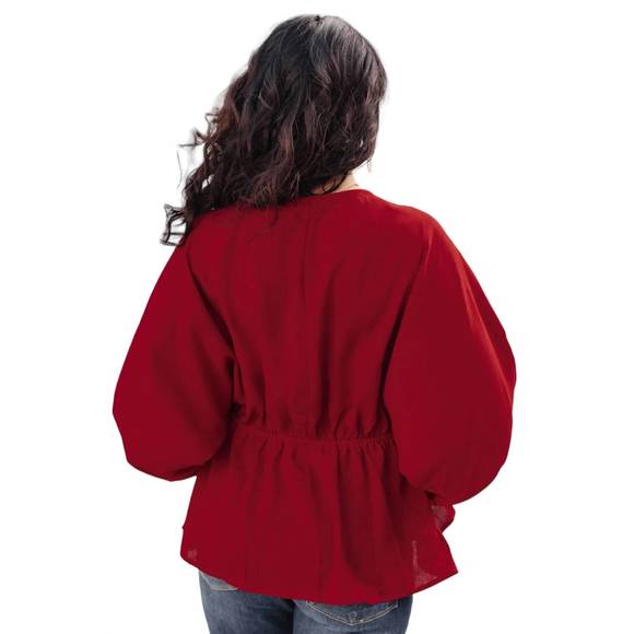 NEW ANDREE BY UNIT catch me there blouse in burgundy - Picture 3 of 4